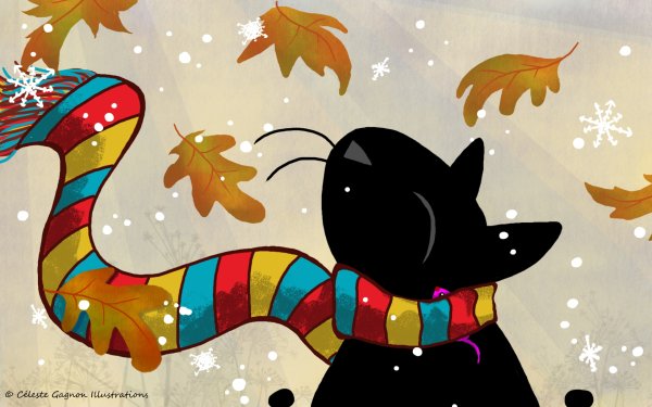 Кот в шарфе осень