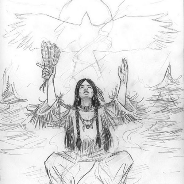 Шаман рисунок карандашом
