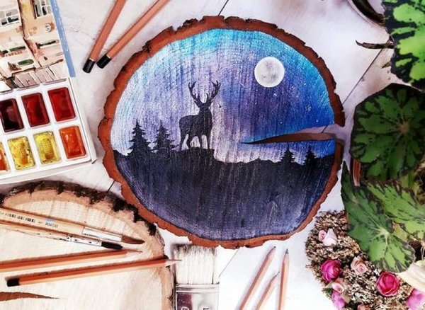 Рисование на спиле дерева