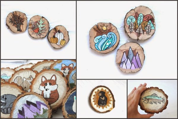 Роспись на спилах дерева для детей