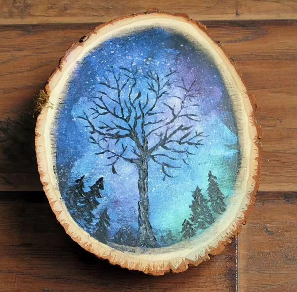 Рисование на спиле дерева