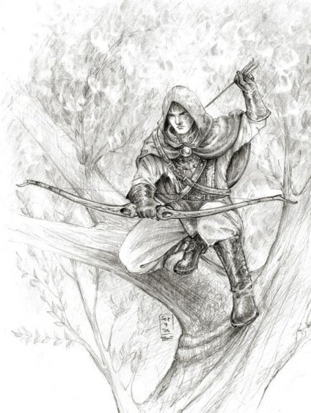 Лучник арт карандашом