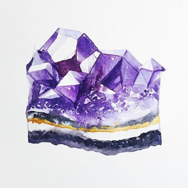 Аметист рисунок акварелью