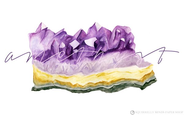 Аметист камень акварель