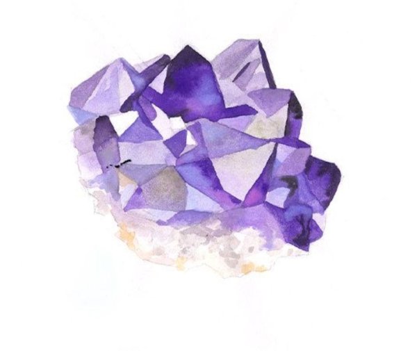 Аметист Кристаллы акварелью