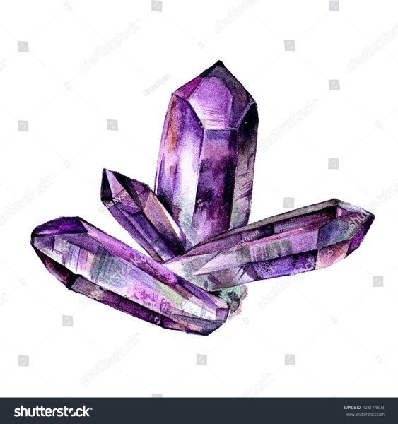 Аметист камень акварель