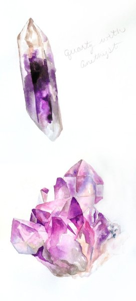 Кристаллы акварелью