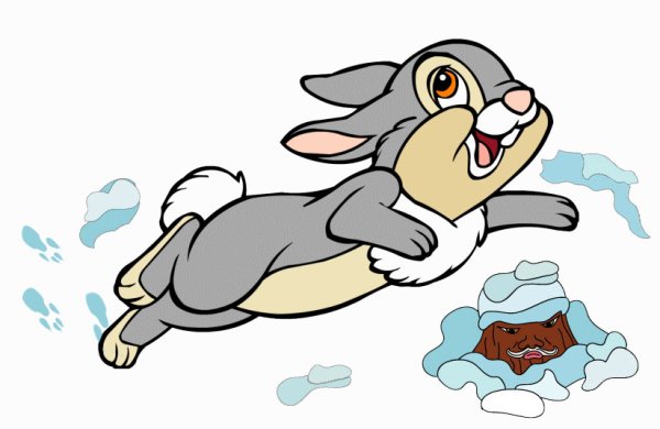 Мультяшный заяц бежит