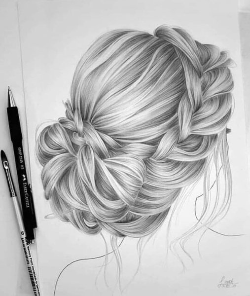 Свадебная прическа карандашом