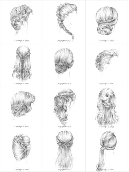 Вечерняя прическа карандашом