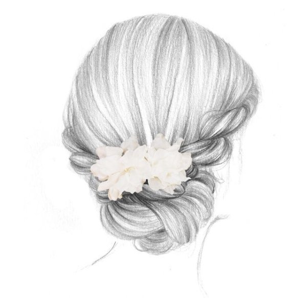 Эскиз вечерней прически