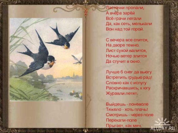 Стихотворение Фета ласточки