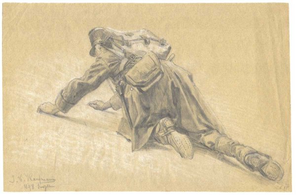 Раненый солдат карандашом