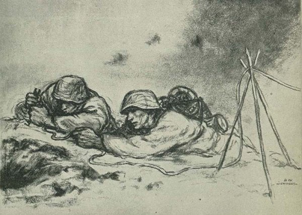 Раненый солдат карандашом