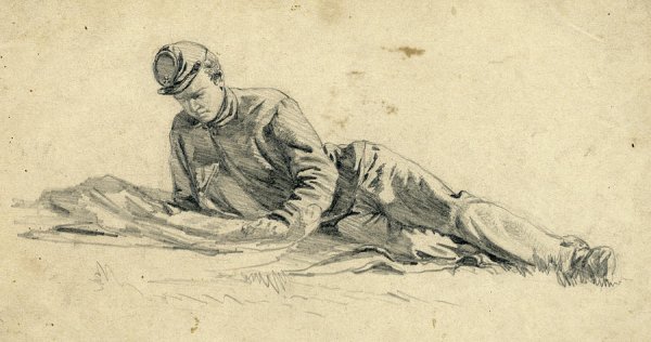 Нарисовать лежащего солдата