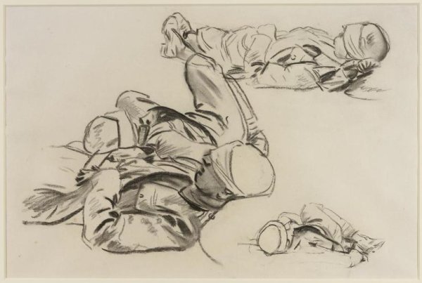 Солдат лежит мультяшный