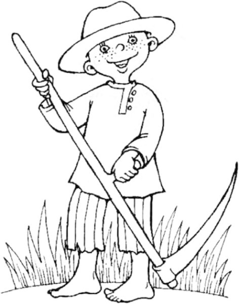 Крестьяне косят траву