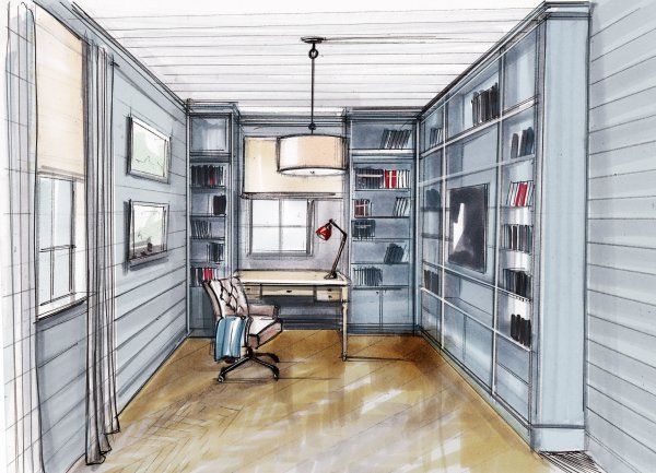 Рабочий интерьер эскизы