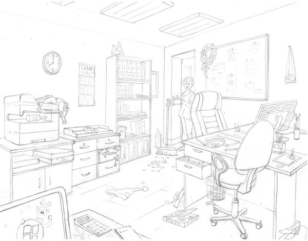 Офис рисунок карандашом