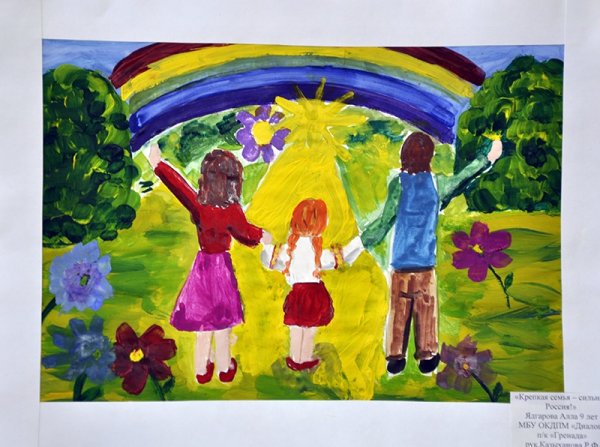 Детские рисунки на тему семья