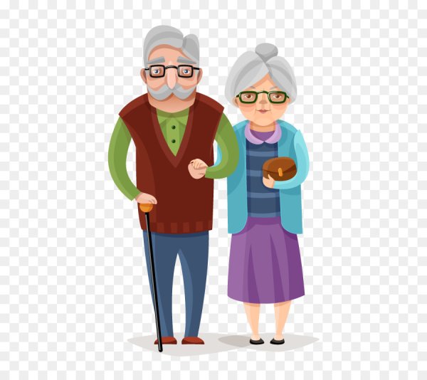 Бабушка и дедушка на белом фоне