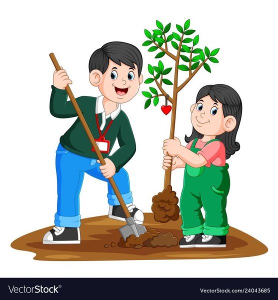 Посадка деревьев мультяшная