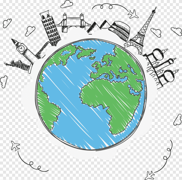 Рисунок глобуса и путешествия