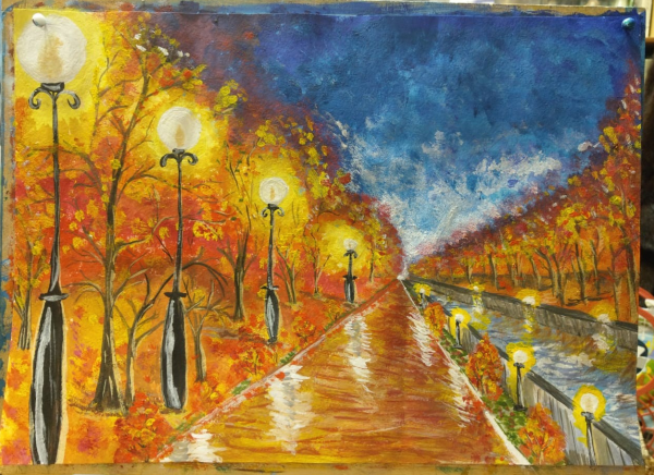 Осень в городе рисунок для детей