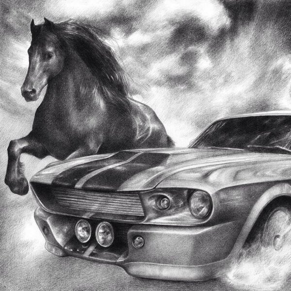 Форд Мустанг с конем