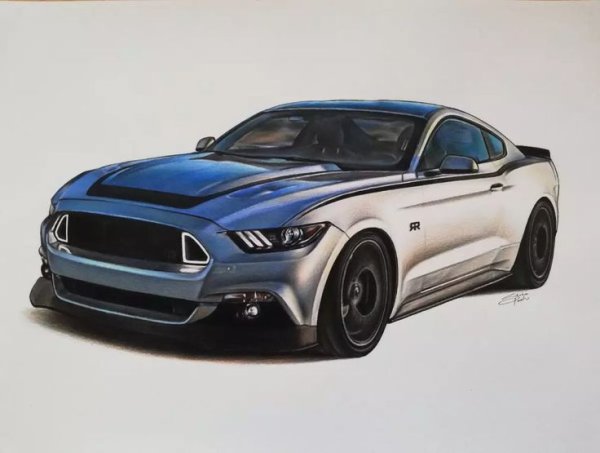 Нарисовать Форд Мустанг Шелби gt 500