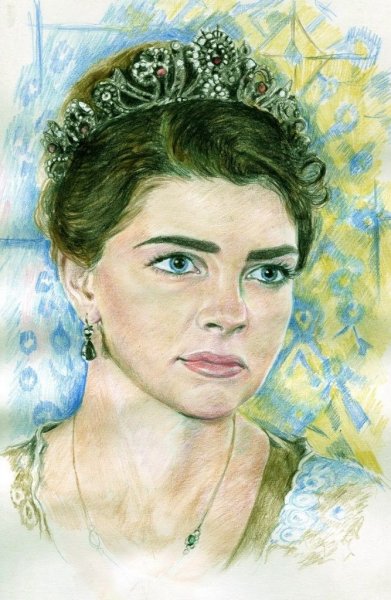 Портрет Михримах Султан карандашом