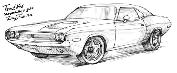 Нарисовать dodge Challenger 1969