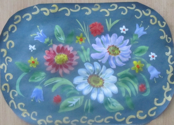 Роспись жостовского подноса в подготовительной группе