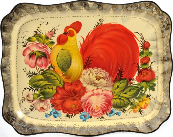 Жостово поднос с петухом