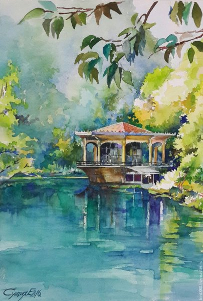 Абхазские пейзажи акварелью