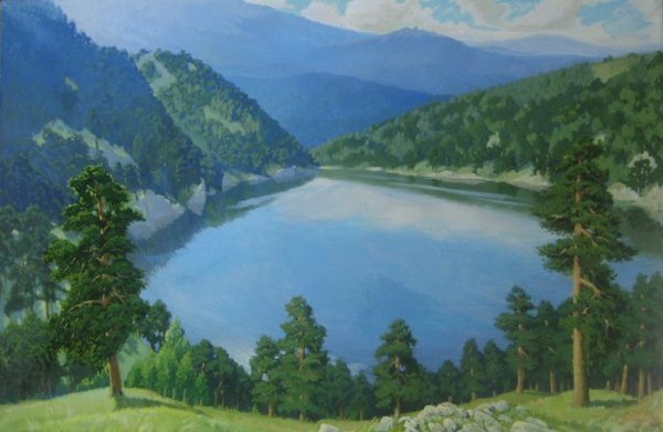 Озеро Рица живопись