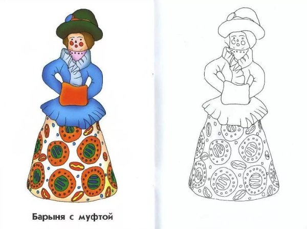 Роспись дымковской барышни в старшей группе