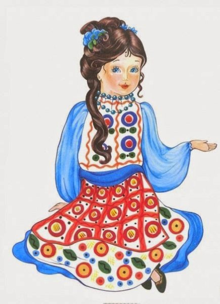 Дымковская игрушка Барыня для рисования