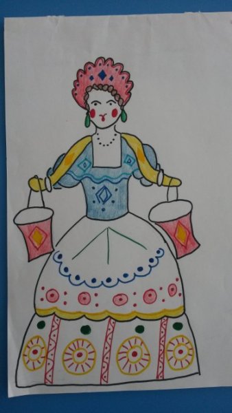 Дымковская барышня раскраска