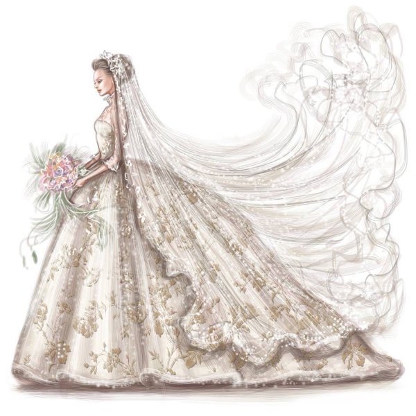 Нарисовать свадебное платье