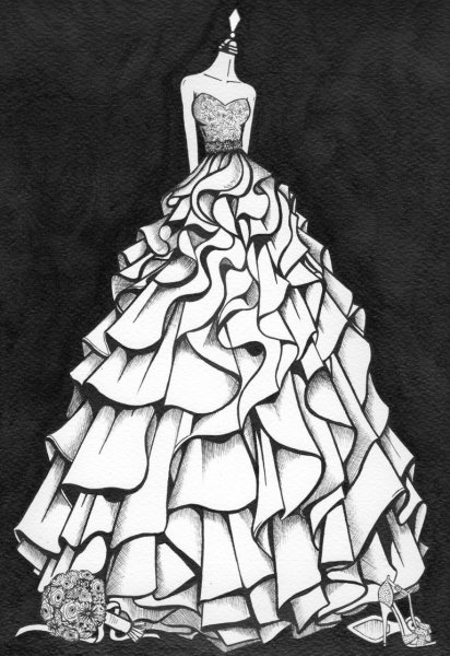 Нарисовать свадебное платье