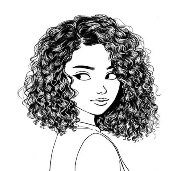 Кудрявые волосы каре рисунок