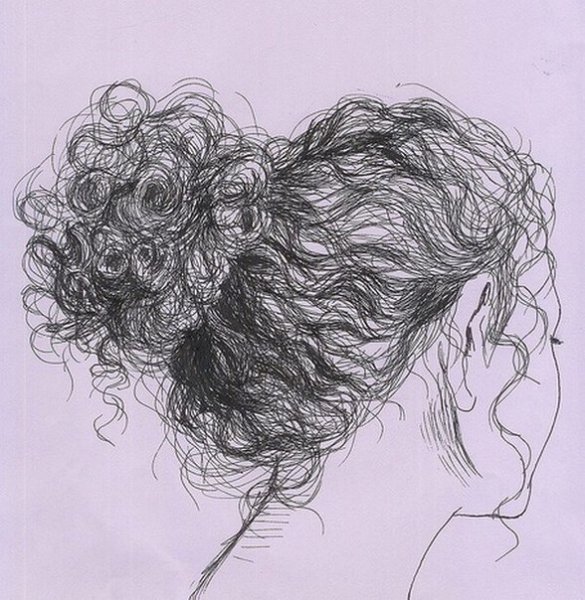 Кучерявые волосы карандашом