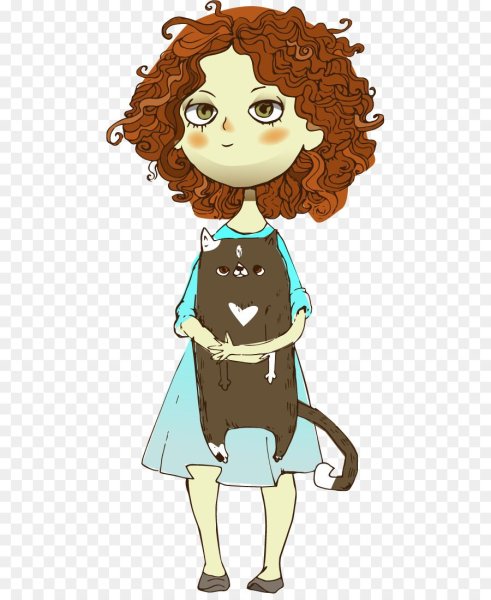 Нарисованная кудрявая девушка