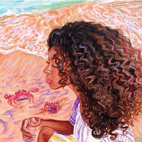 Картина девушка с вьющимися волосами