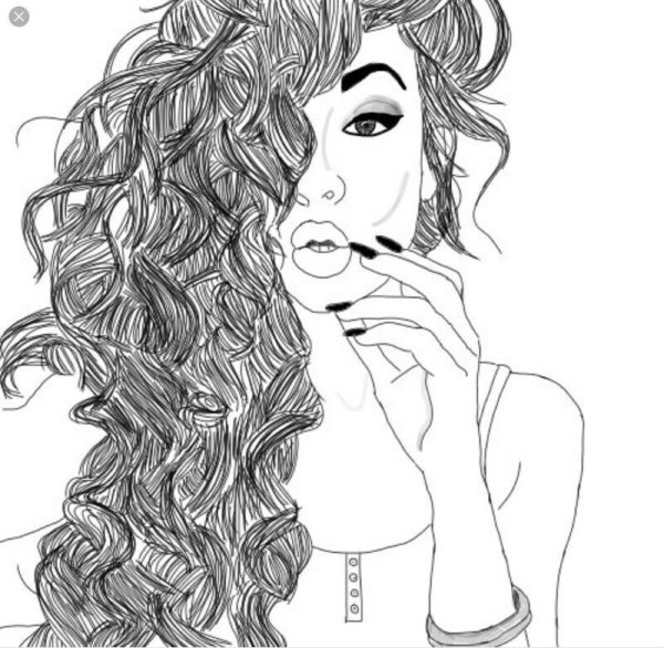 Кудрявая девушка набросок