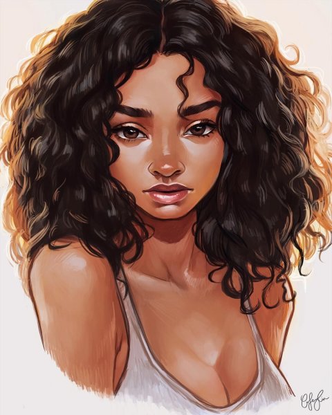 Кудрявая девушка арт