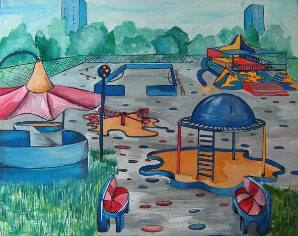 Детская площадка раскраска для детей