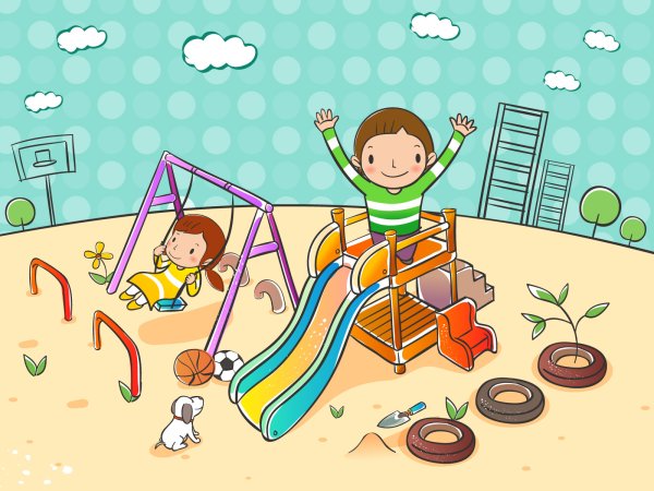 Эскиз детской площадки карандашом