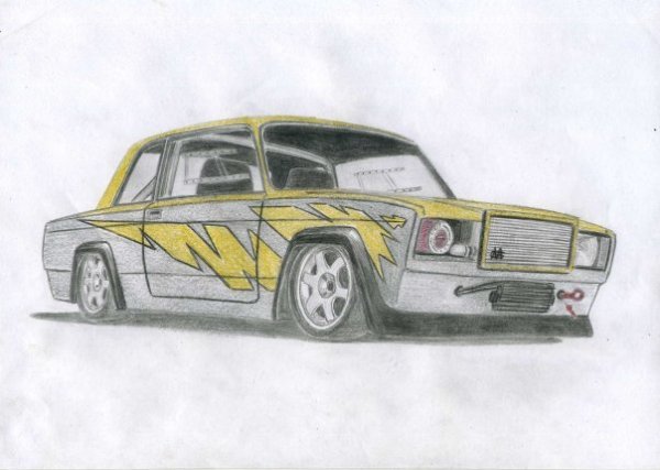 ВАЗ 2107 дрифт карандашом